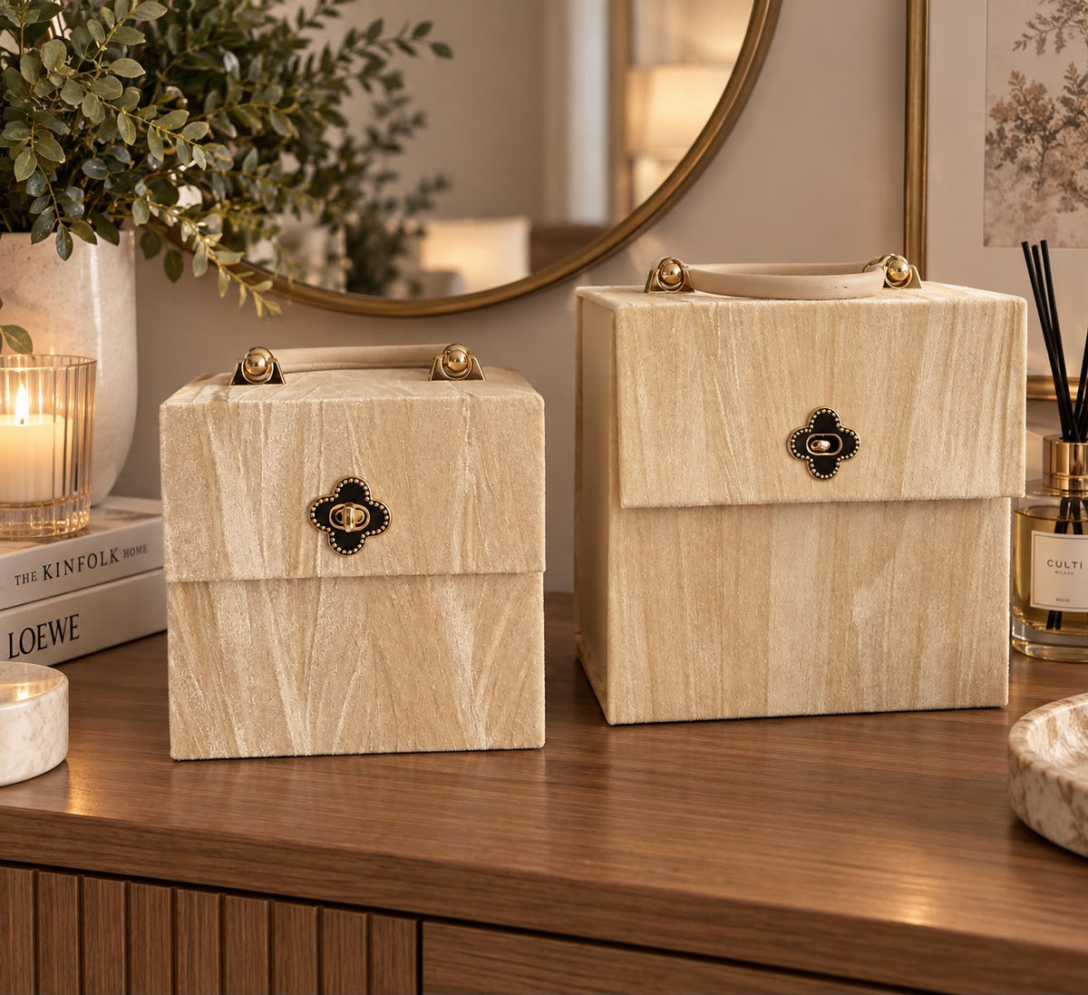 Scrigno beige quadrato   - bauletto