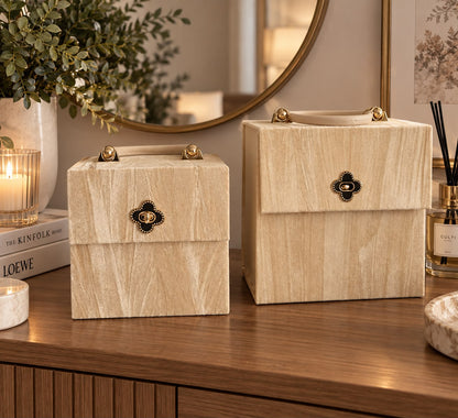 Scrigno beige quadrato   - bauletto