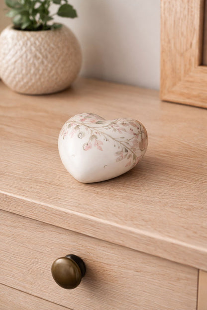 Cuore bianco decorato con fiori  8x8| L'Arte di Nacchi