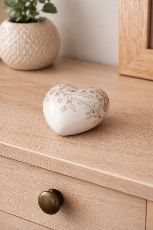 Cuore bianco decorato con fiori  8x8| L'Arte di Nacchi