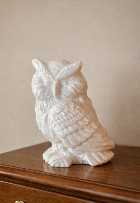 Gufetto in ceramica bianca 17hx10cm| L'Arte di Nacchi