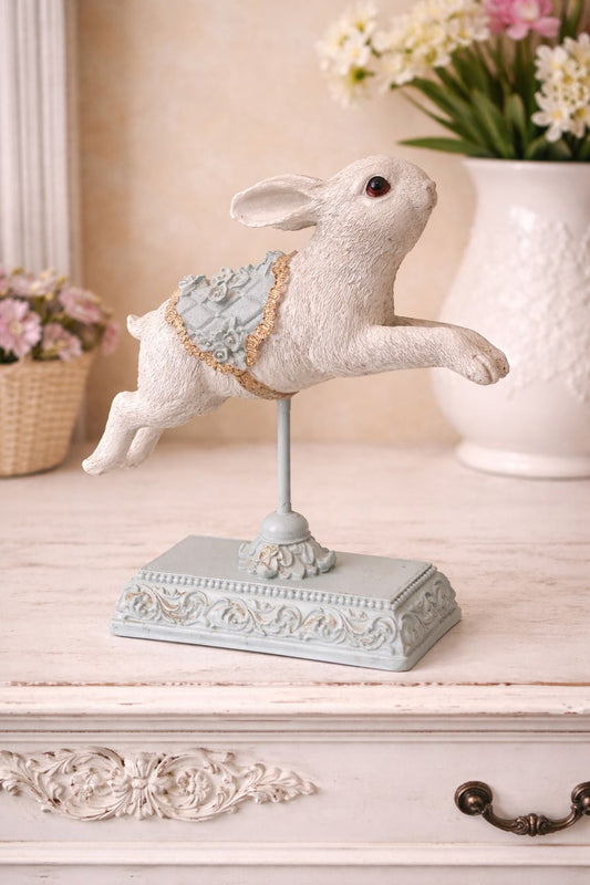 Coniglietto bianco in resina con supporto 24x20x7cm| Plathea