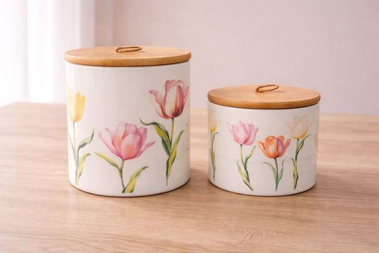 Barattolo con tulipani | Tono su tono