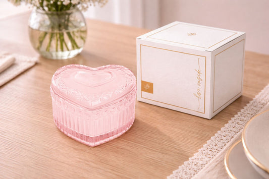 Candela cuore in vetro|Tono su tono