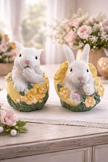 Coniglio  di Pasqua in resina 7x9x10| Blanc Mariclò