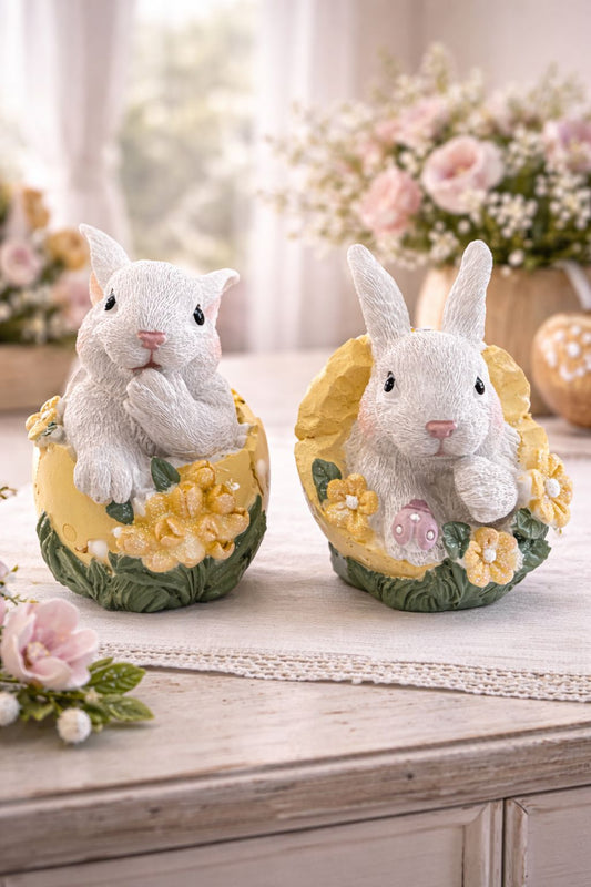 Coniglio  di Pasqua in resina 7x9x10| Blanc Mariclò
