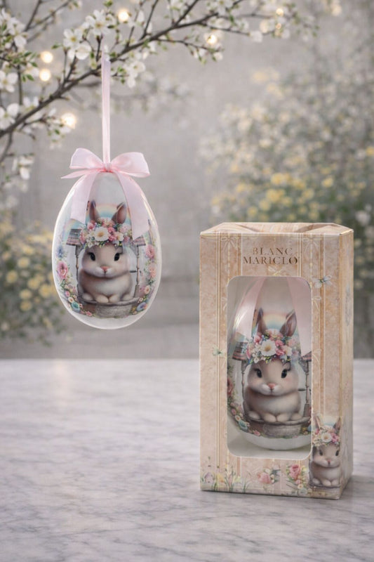 Scatola con decoro uovo di Pasqua  | Blanc Mariclò