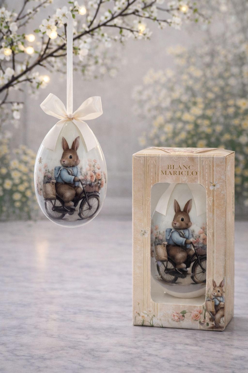 Scatola con decoro uovo di Pasqua  | Blanc Mariclò