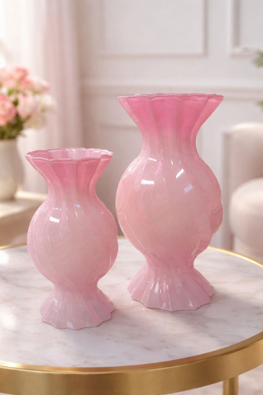 Vaso rosa in vetro a spirale| L'Arte di Nacchi
