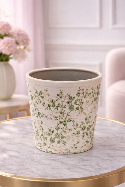 Decoro d'arredo bianco in ceramica fiorata| L'Arte di Nacchi