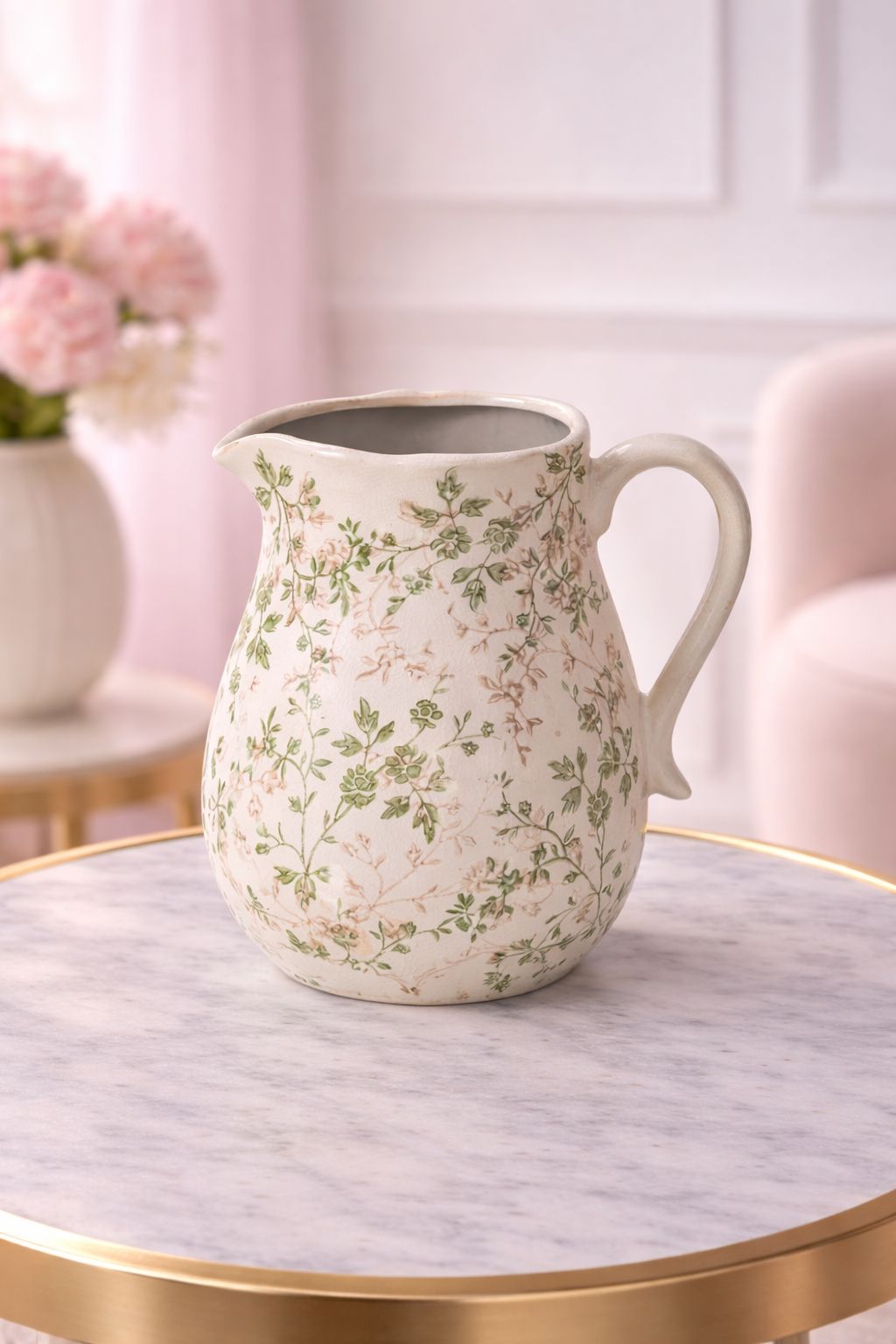 Decoro d'arredo bianco in ceramica fiorata| L'Arte di Nacchi