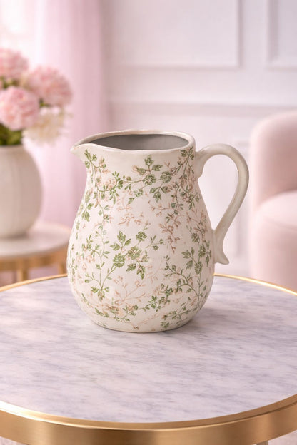 Decoro d'arredo bianco in ceramica fiorata| L'Arte di Nacchi