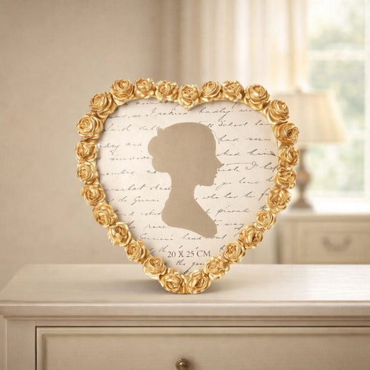 Porta foto -cornice a forma di cuore dorato