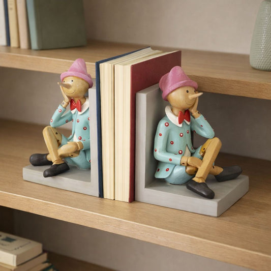 Coppia fermalibri  pinocchio in resina
