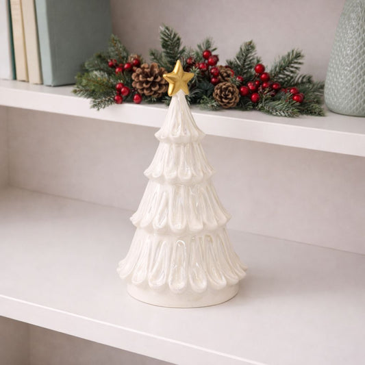 Abero Natalizio in ceramica bianco