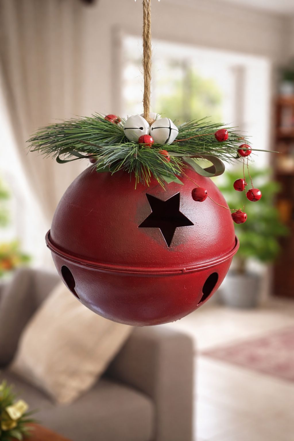Campana decorata con rami di pino