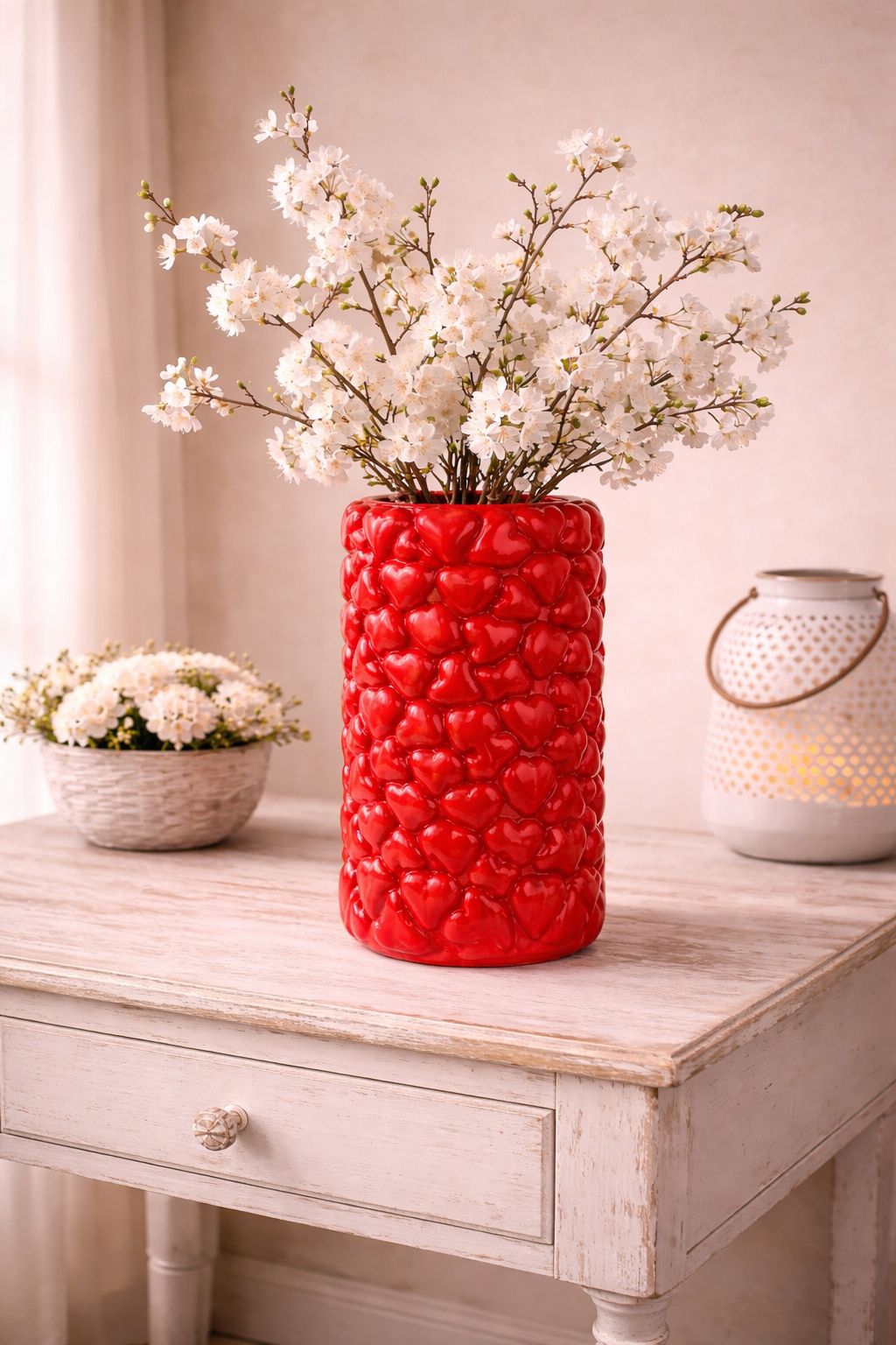Vaso rosso con cuori