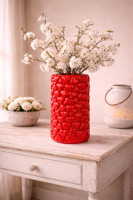 Vaso rosso con cuori