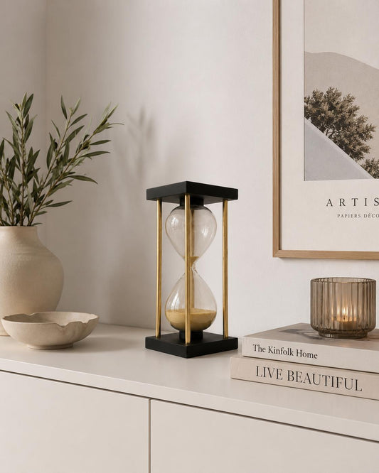 Clessidra nera e oro h18xl8| Bruco