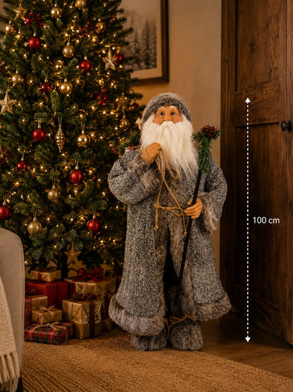 Babbo Natale con abito grigio h100xl50| Plathea