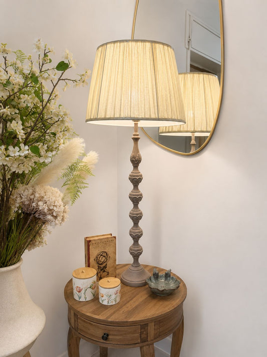 Base lume in legno con paralume panna 99h- 55x34cm| Blanc Mariclò