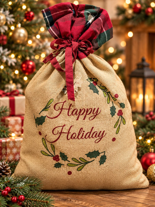 Sacco Babbo Natale "Happy Holiday"40x60h | Blanc Mariclò