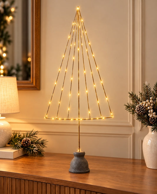 Albero  metallico con luci oro 90x36cm| Bruco