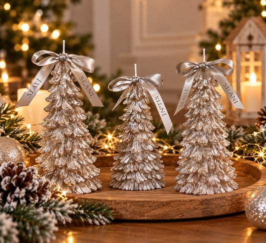 Candela a forma di albero di Natale rosata| Silani