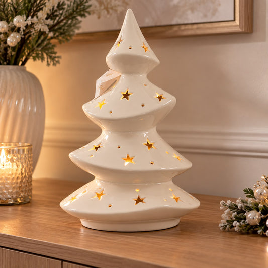 Albero bianco traforato in ceramica h45xl30cm | L'Arte di Nacchi