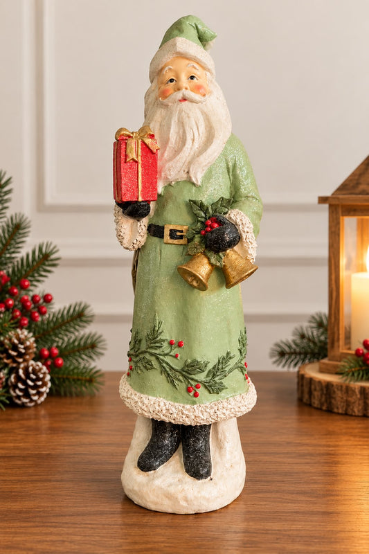 Babbo natale verde brillantinato in resina h33 | L'Arte di Nacchi