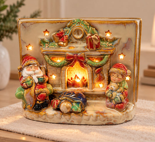 Libro decorato di Natale in ceramica con led | L'Arte di Nacchi