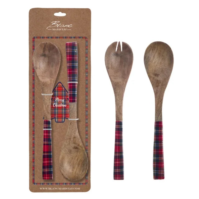 Set 2 posate da insalata con fantasia scozzese