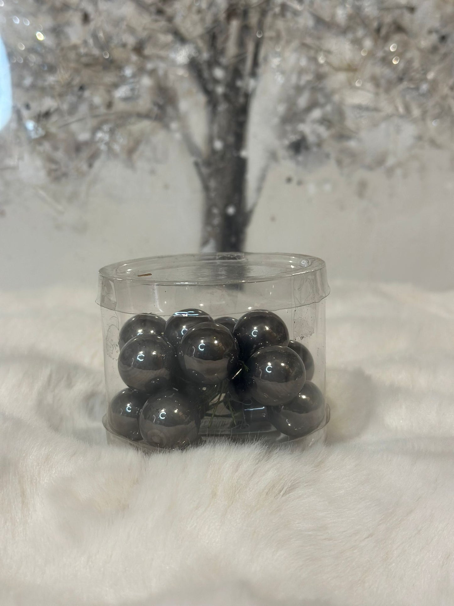 12 sfere decorative grigio lucido natalizie
