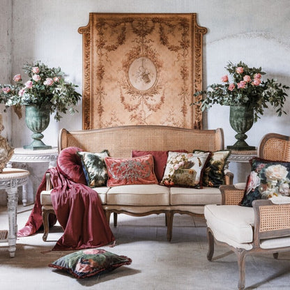 Cuscino verde con fantasia bosco in velluto| Blanc Mariclò