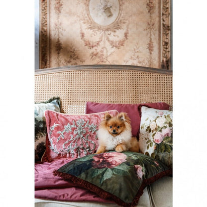 Cuscino verde con fantasia bosco in velluto| Blanc Mariclò