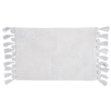 Tappeto bianco con nappe e pon pon 50x80cm| Blanc Mariclò