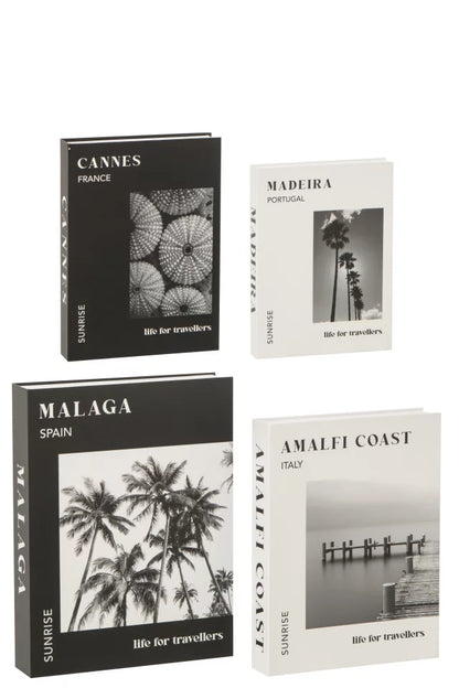 set 4 Scatole   contenitore libro con scritte