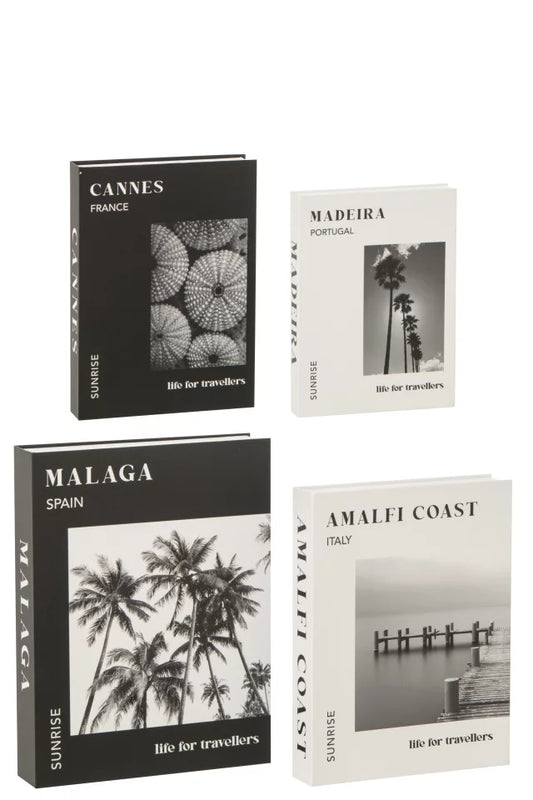 set 4 Scatole   contenitore libro con scritte