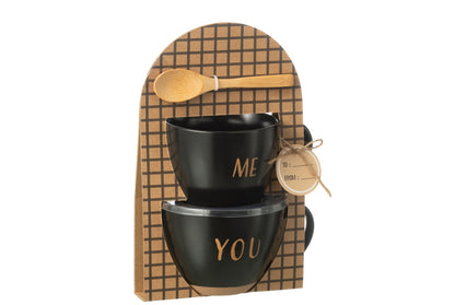 Elegante set di 2 tazze in ceramica nera