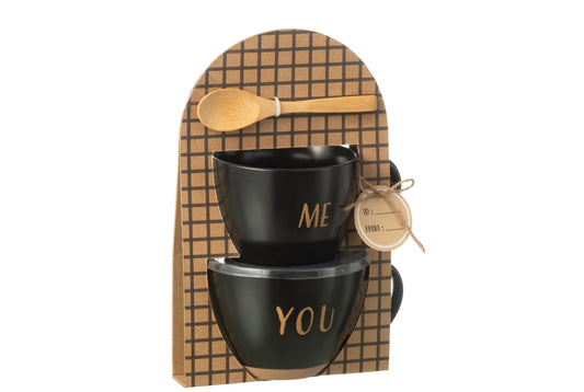Elegante set di 2 tazze in ceramica nera