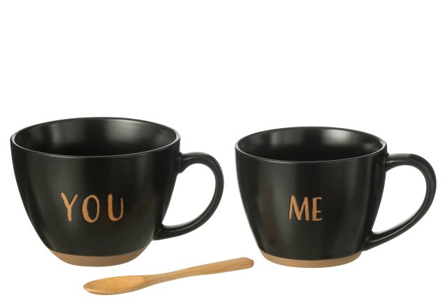 Elegante set di 2 tazze in ceramica nera