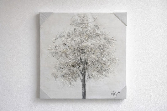 Quadro tela albero bianco e argento| L'Arte di Nacchi