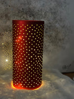 Porta candela rosso con led oro h30xl10 - 20xl10| Plathea