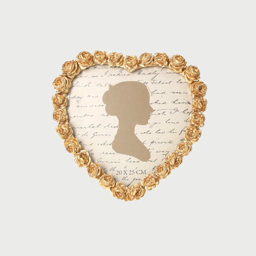 Porta foto -cornice a forma di cuore dorato