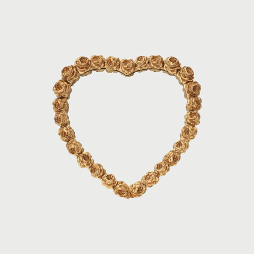 Specchio a forma di cuore dorata