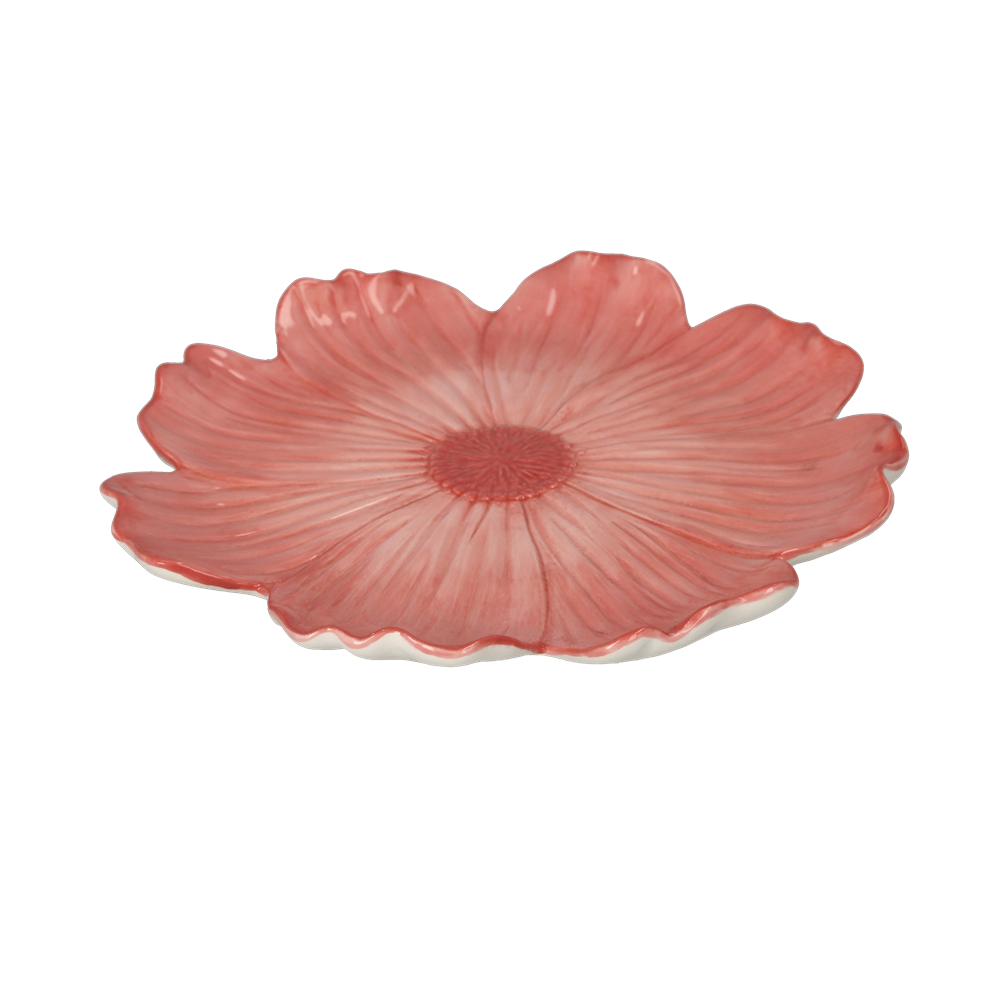 Piatto in ceramica con fiore rosa