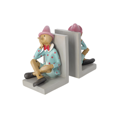 Coppia fermalibri  pinocchio in resina