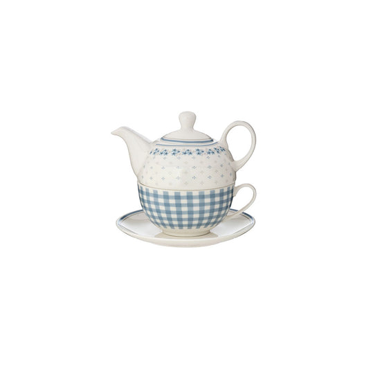 Teiera con tazza con fiori blu | Arte di Nacchi