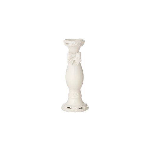 Candelabro bianco con fiocco in ceramica| L'Arte di Nacchi