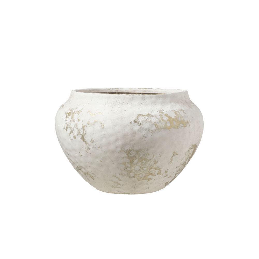 Cachepot in resina bianco invecchiato oro- vaso